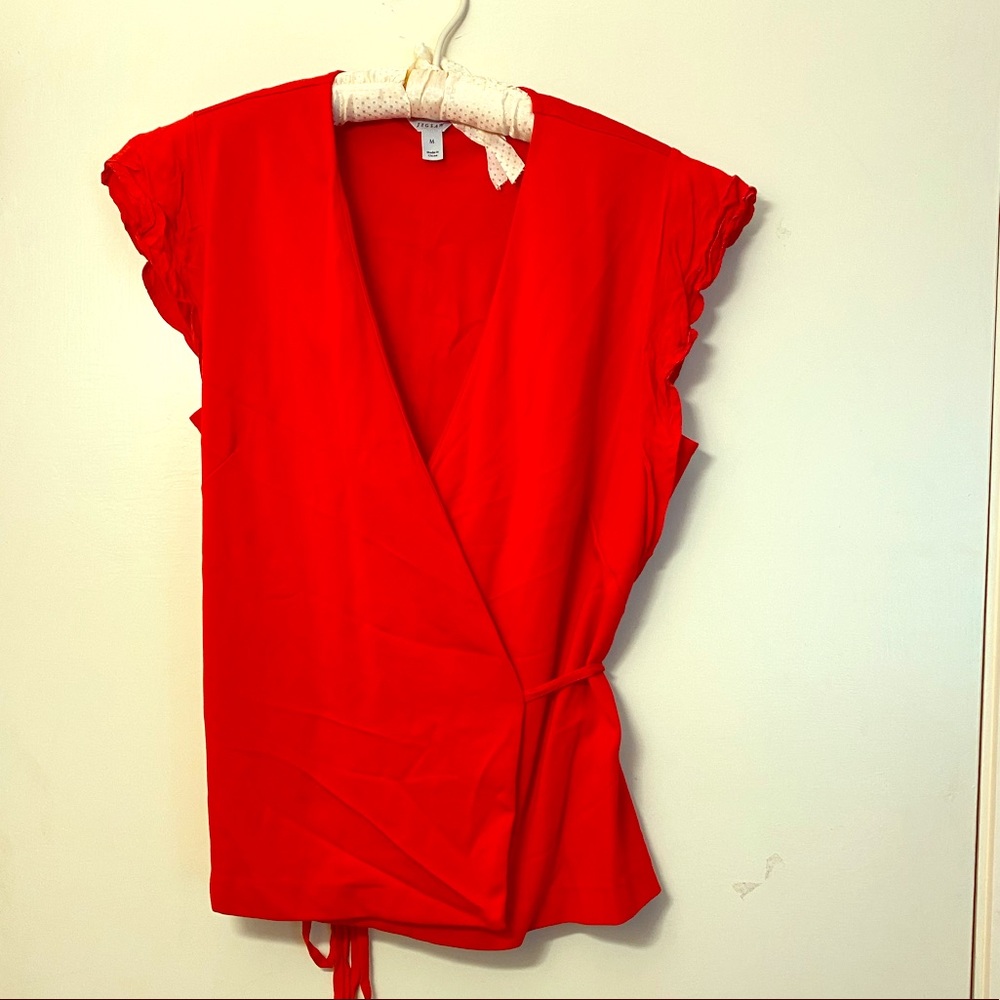 Striking red wrap top